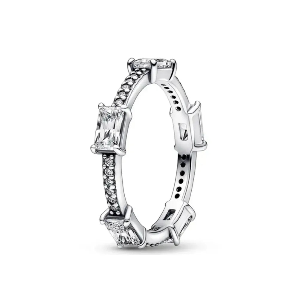 European 925 Sterling Silver Blue Daisy Star Stone Ring for Women Size 6 7 8 9 Wedding and Party Fashion