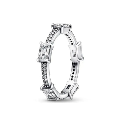 European 925 Sterling Silver Blue Daisy Star Stone Ring for Women Size 6 7 8 9 Wedding and Party Fashion