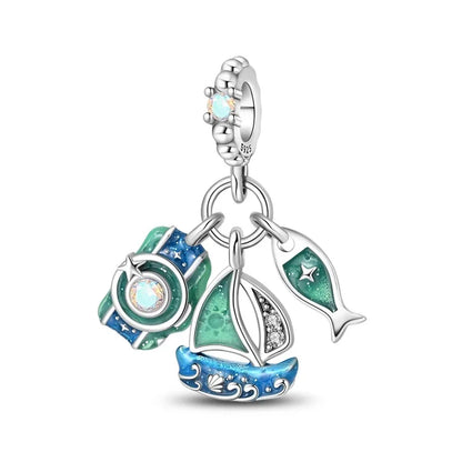 925 Sterling Silver Colorful Airplane Boat Camera Juice Charms Beads for DIY Necklace and Bracelet Jewelry Gifts