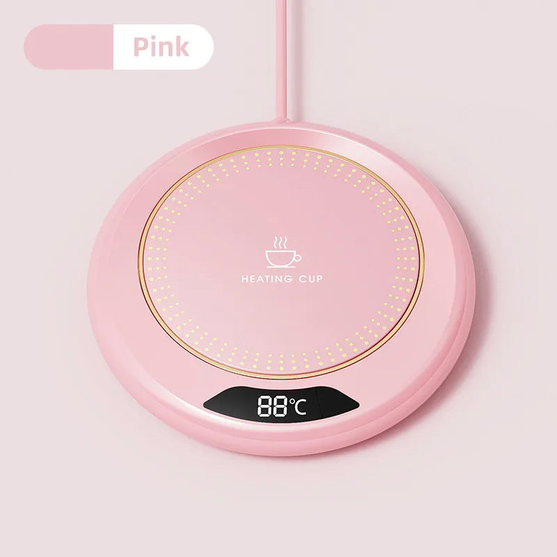 1PC Thermostatic Heating Coaster USB Home Heating Coaster 3-Speed Adjustment 55 Degrees Temperature Pink