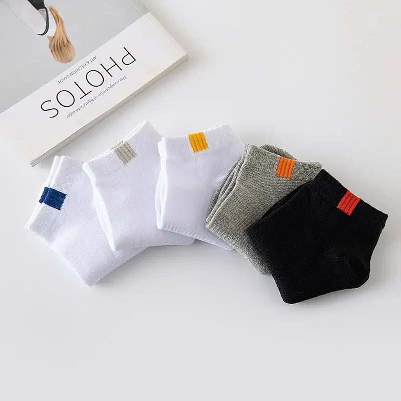 5 Pairs Fashionable Cloth Standard Boat Socks For Men