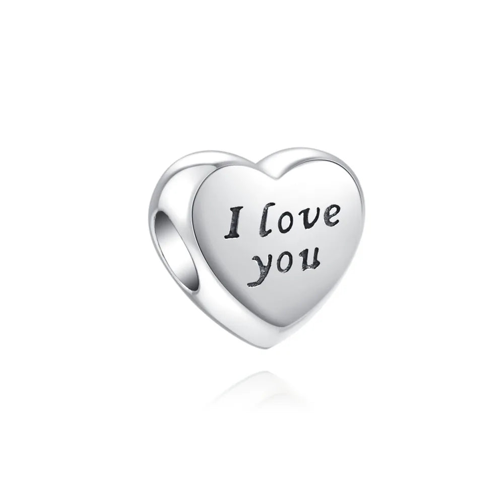 European 925 Sterling Silver Heart Charm Bead for Sister and Daughter Jewelry Perfect for Mother's Day Gifts