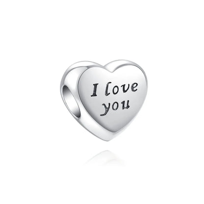 European 925 Sterling Silver Heart Charm Bead for Sister and Daughter Jewelry Perfect for Mother's Day Gifts