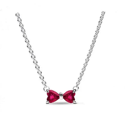 925 Sterling Silver Heart Arrow Pendant Necklace Classic Bow Tie Charm for Women Elegant DIY Gift