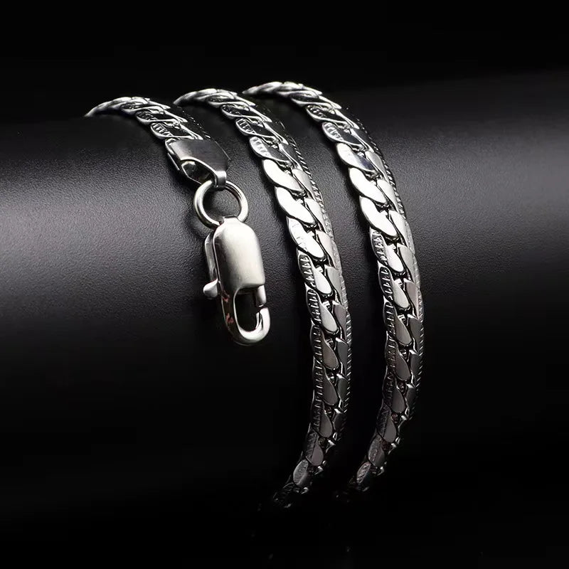 Luxury Silver Necklace Chain 5mm for Men and Women Fashion Jewelry 60cm 24in