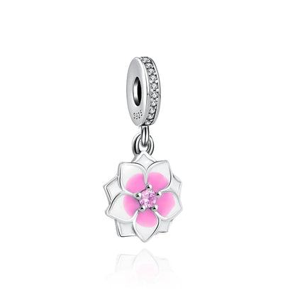 925 Sterling Silver Charm Beads for Women Bracelet - Four-Leaf Clover and Sunflower Design B648