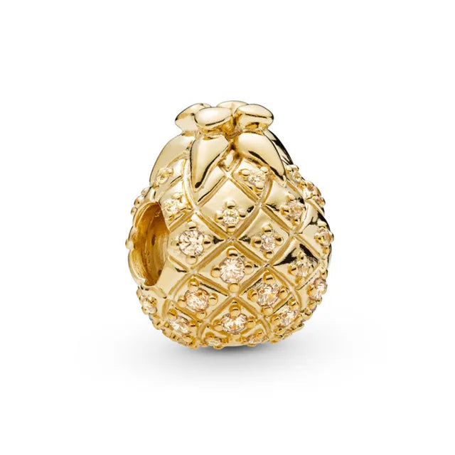 925 Sterling Silver Charm Golden Sun Pineapple Family Tree