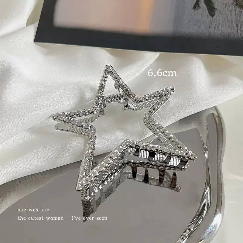 Korean Fashion Metal Star Hair Claw Clips for Women and Girls 2023