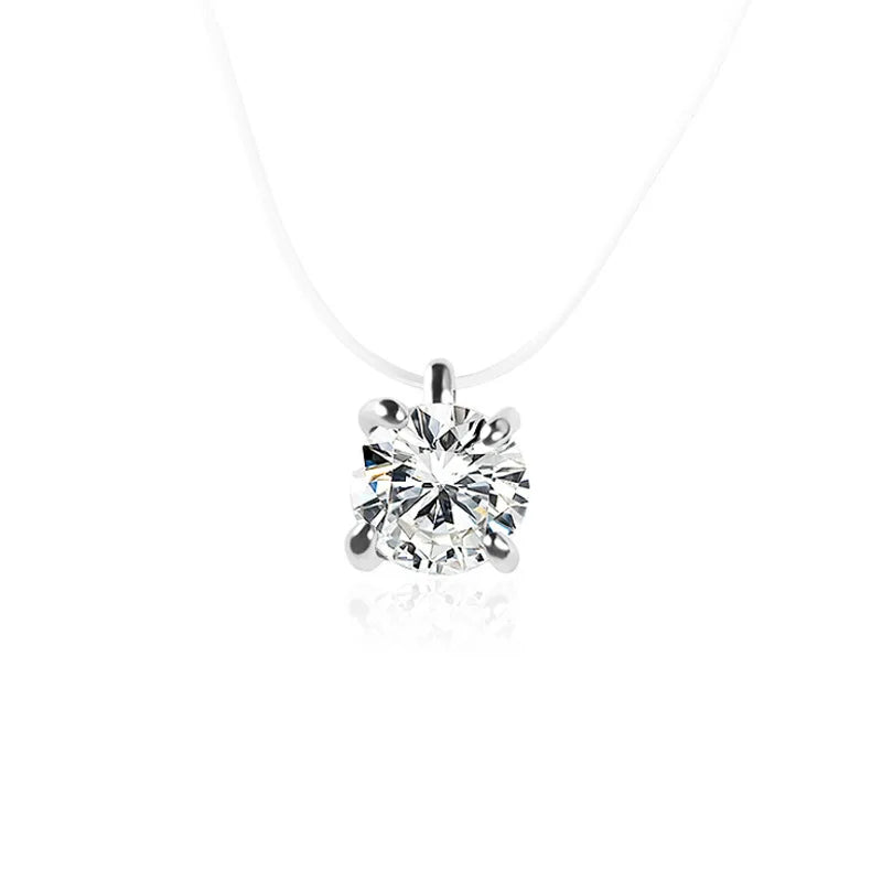 Elegant Invisible Heart Choker Necklace with Rhinestone Zircon for Women
