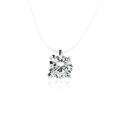 Elegant Invisible Heart Choker Necklace with Rhinestone Zircon for Women