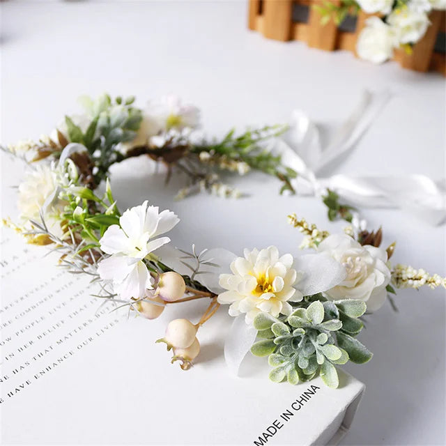 Romantic Rhinestone Floral Wreath Crown for Bridesmaids