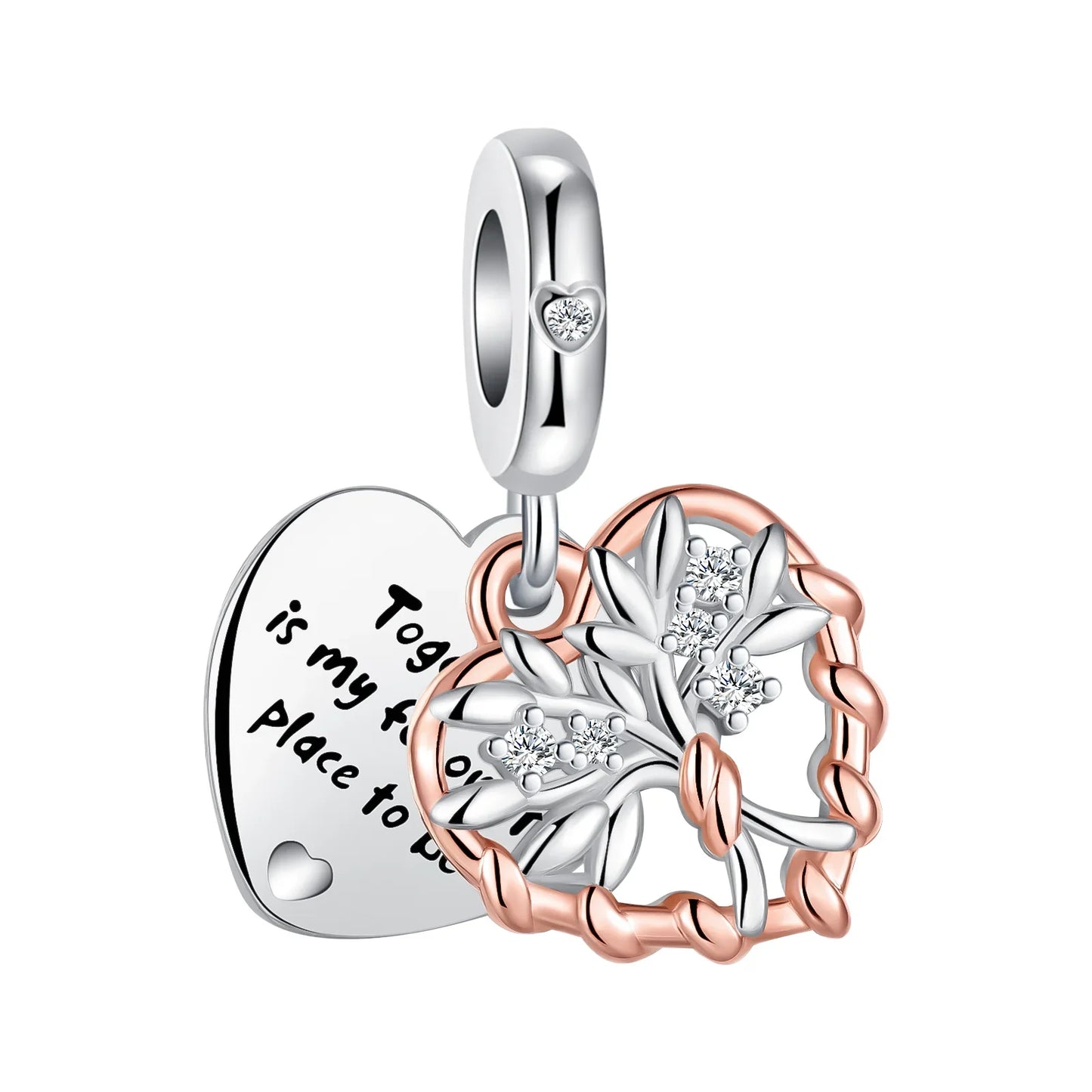 Original 925 Sterling Silver Rose Gold Snowflake Heart Fish Charms Beads for DIY Necklace and Bracelet Jewelry Gift