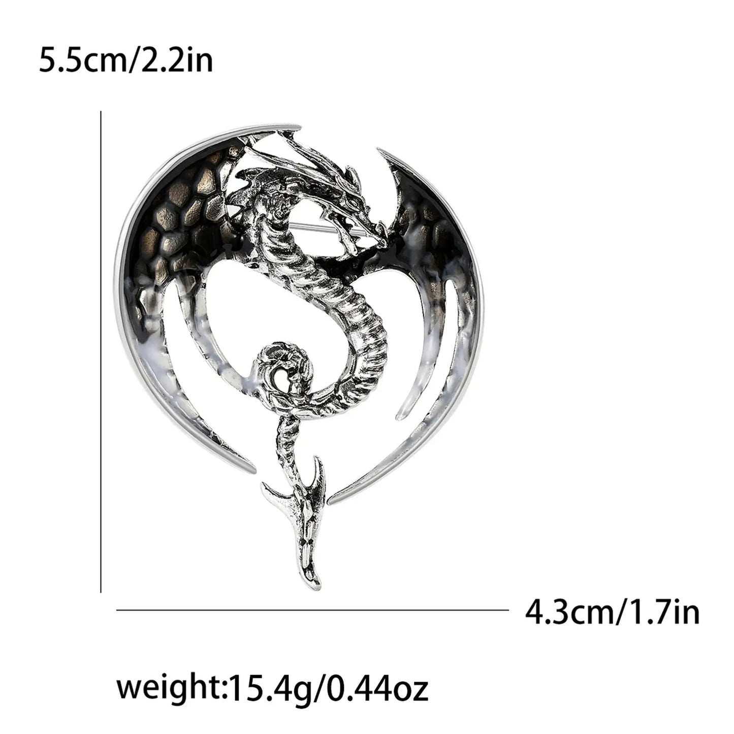 Enamel Dragon Pins for Women Rhinestone Brooch Jewelry Grey4400