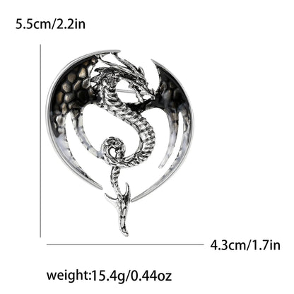 Enamel Dragon Pins for Women Rhinestone Brooch Jewelry Grey4400