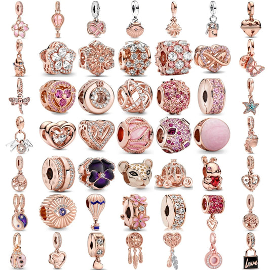 Rose Gold Butterfly Lock Key Charms Beads for DIY Jewelry Making