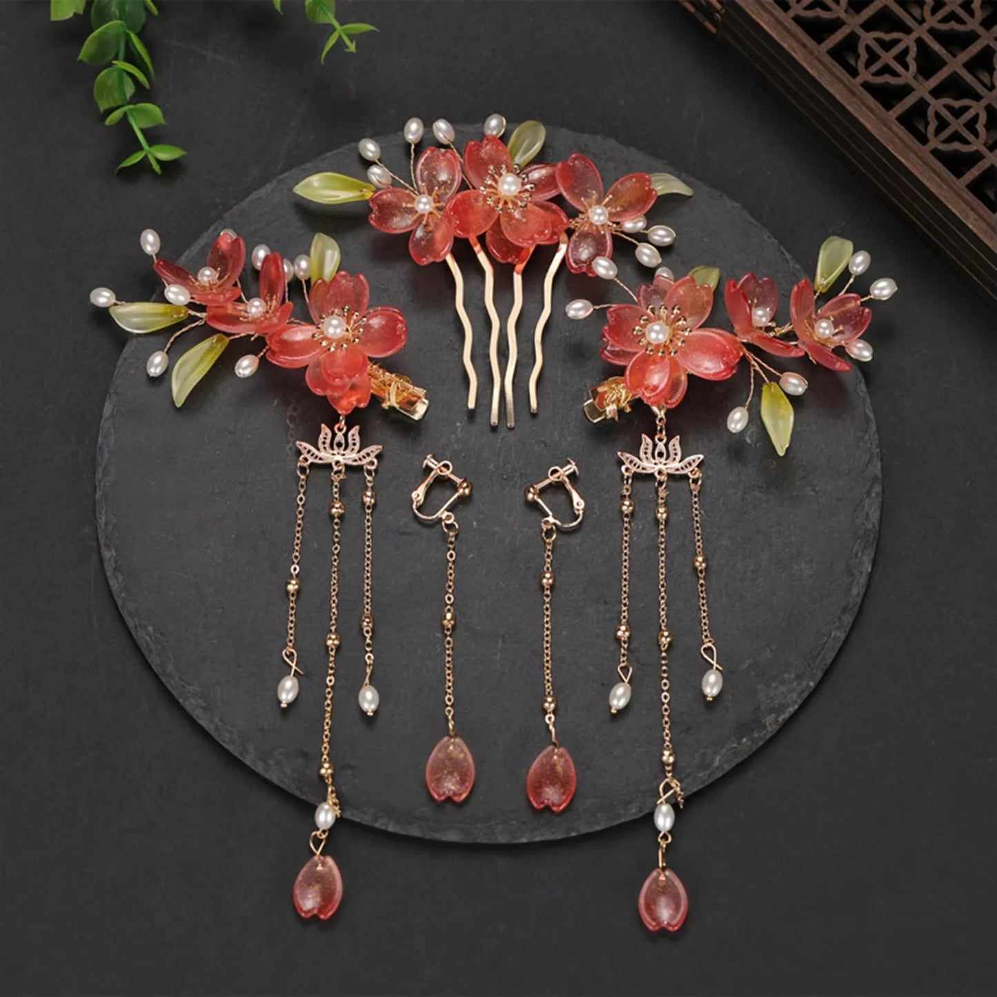 Vintage Chinese Hanfu Hair Accessories Set for Bridal Elegance