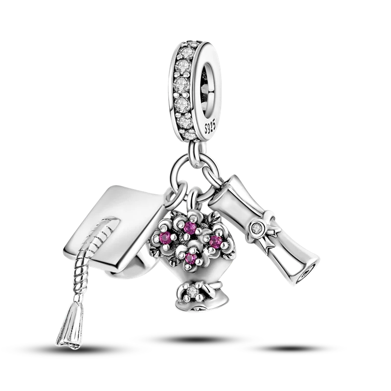Pink Butterfly Luminous Firefly Dangle Charms 925 Sterling Silver Beads for DIY Jewelry KTC122