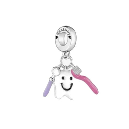 925 Sterling Silver Nurse Cross DIY Charms Beads Zircon