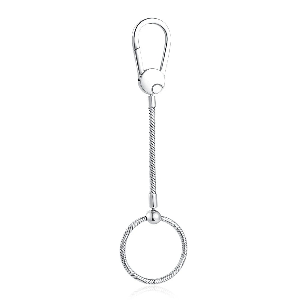 Authentic 925 Sterling Silver Key Ring Charm Holder Set for Women