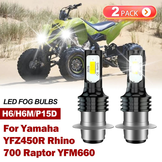 Yamaha-Compatible 6000K LED Fog Bulb Set for YFZ450R Rhino 700 Raptor YFM660