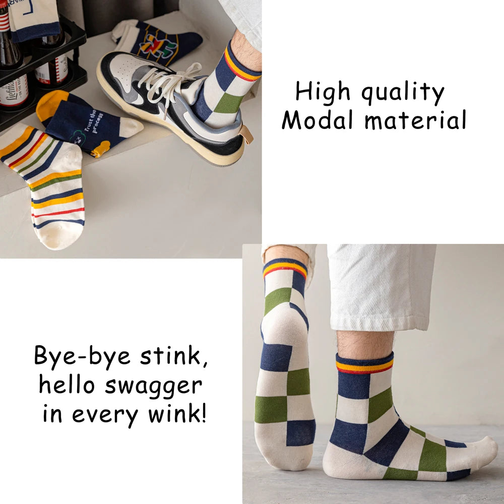 6 Pairs Breathable Mid Calf Sports Socks Men Odor Control