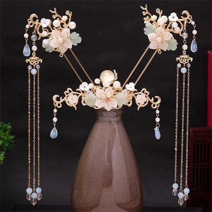 Vintage Chinese Hanfu Hair Accessories Set for Bridal Elegance