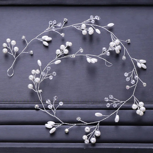Elegant Pearl Bridal Tiara Headband for Weddings and Photography