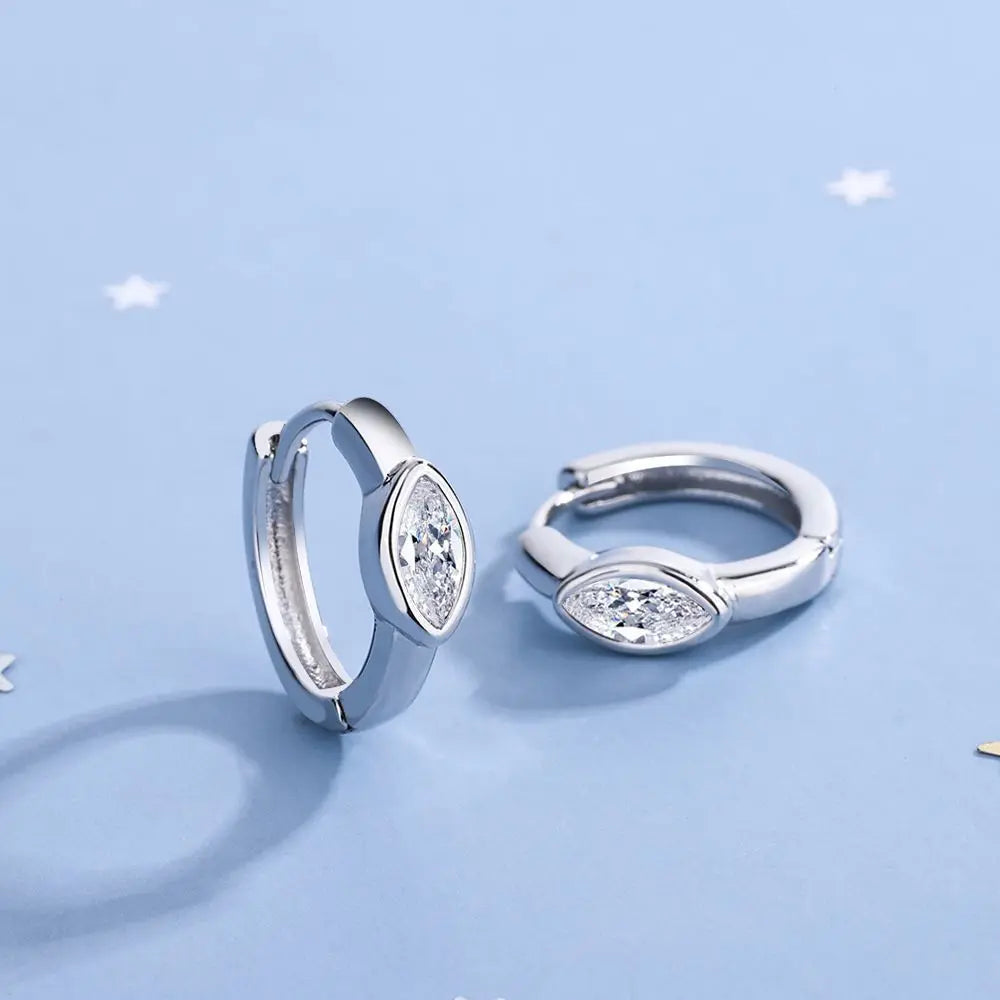 Elegant 925 Sterling Silver Zircon Stud Earrings for Women's Wedding and Engagement