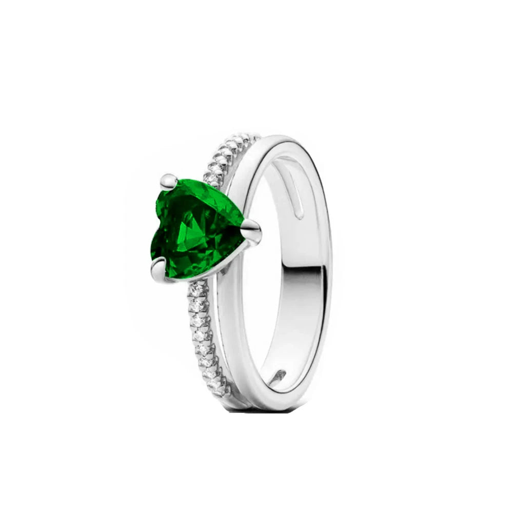 Elegant 2024 Silver Heart Charm Ring with Zircon for Women P2353