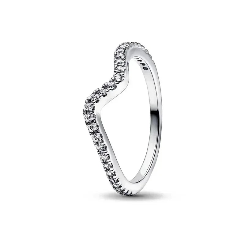 Original 925 Sterling Silver Heart Crown Bow Moon Shell Colorful Crystal Ring for Women Fine Jewelry Gift XR185