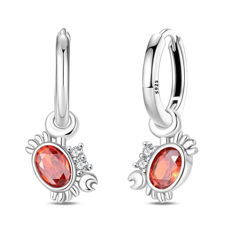925 Sterling Silver Luxury Heart Sun Moon Stud Earrings Bow Butterfly Crab Clip Set for Women Party Jewelry Gifts