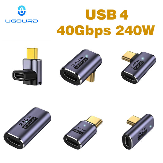 UGOURD USB4 Type C to Type C Adapter Thunderbolt 3 4 40Gbps OTG Extension Cable PD 240W Support 8K120Hz for Laptops