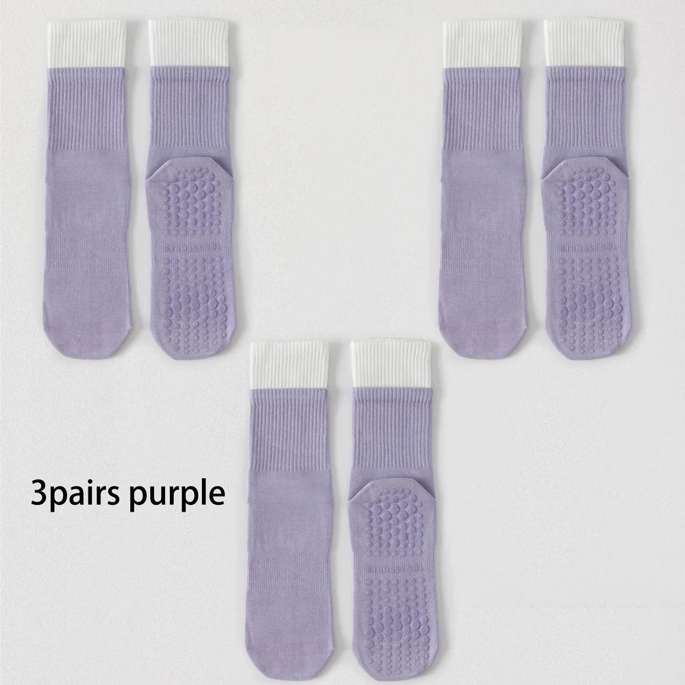 3 Pairs Hot Yoga Ankle Socks Organic Cotton Cushioned