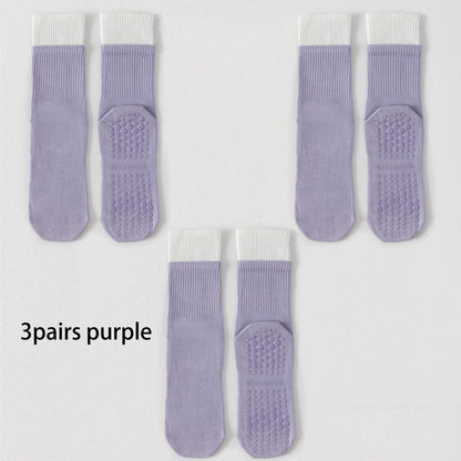 3 Pairs Hot Yoga Ankle Socks Organic Cotton Cushioned