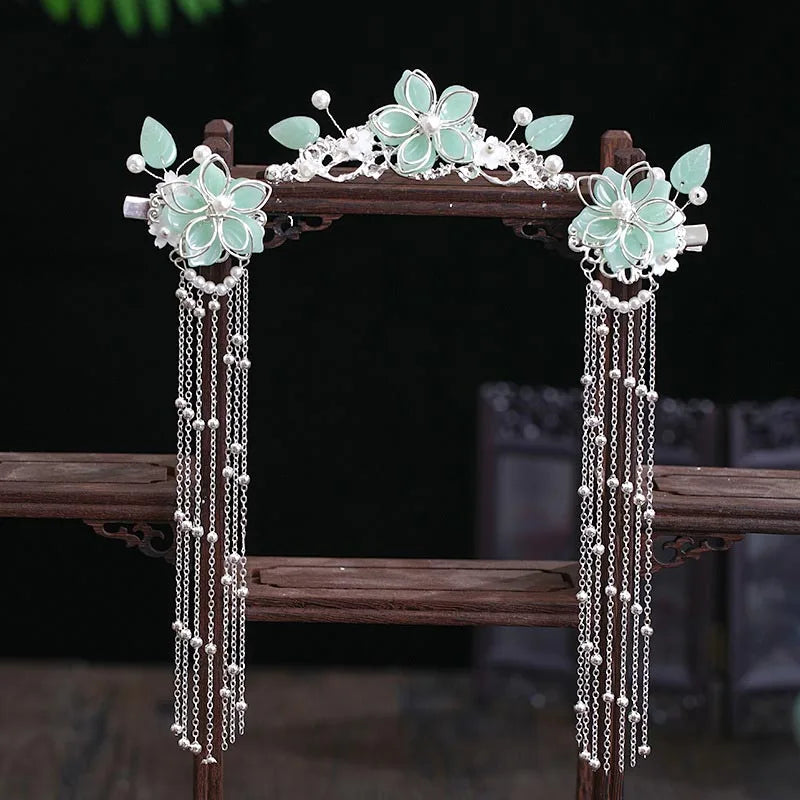 Vintage Chinese Hanfu Hair Accessories Set for Bridal Elegance