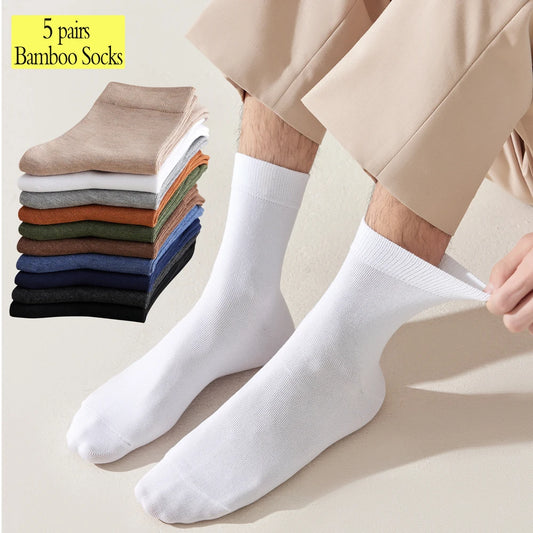 5 Pairs Bamboo Rayon Mens Seamless Toe Moisture Wicking
