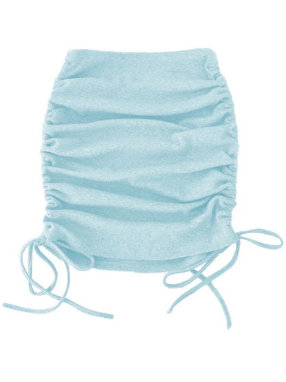 Harajuku Knit Skirt With Drawstring Elastic Waist Women
