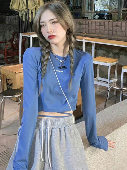 Sexy Crop Long Sleeve Bandage Top Harajuku Ulzzang Women