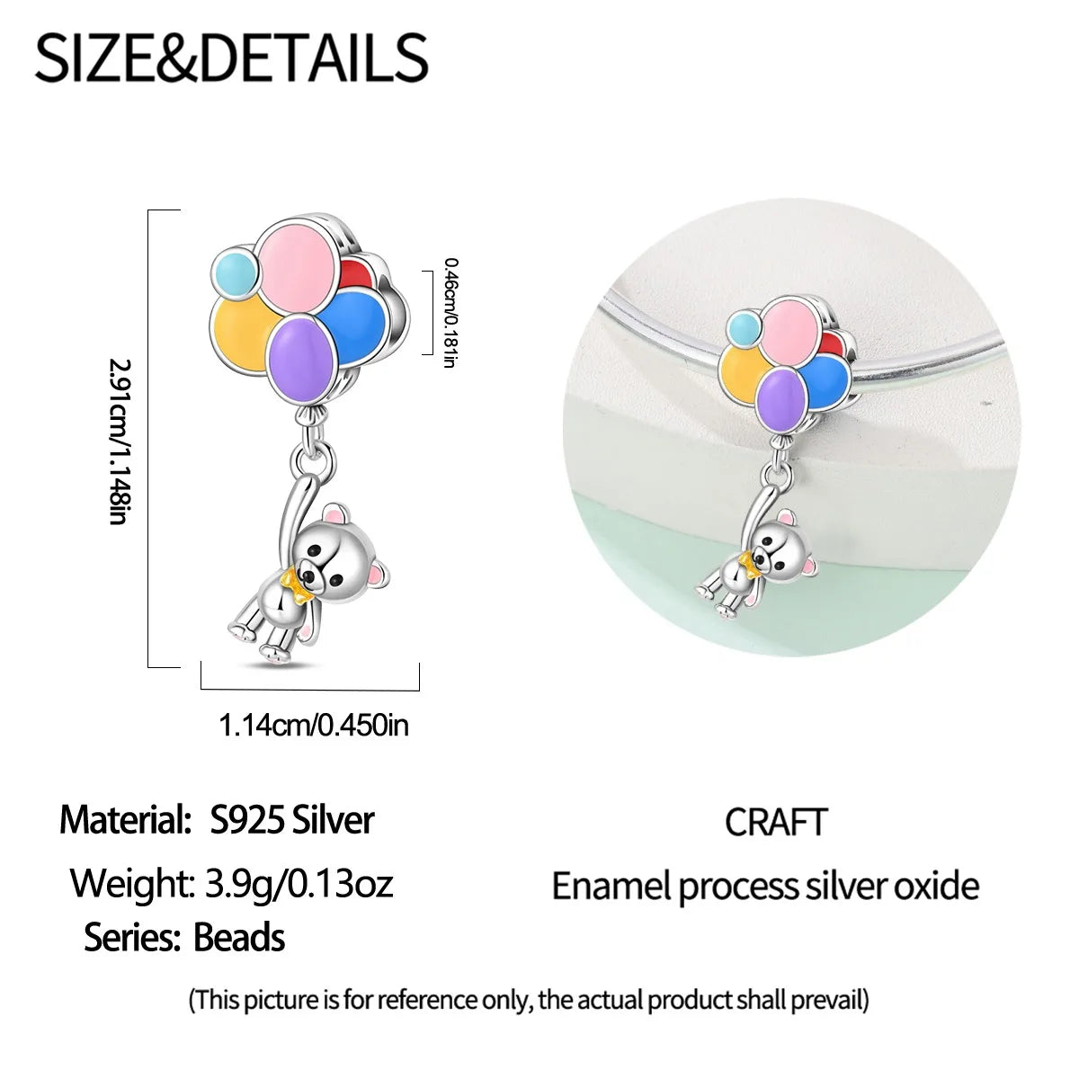 925 Sterling Silver Little Bear Butterfly Flower Fish Charms Beads for DIY Jewelry and Gift Bracelets