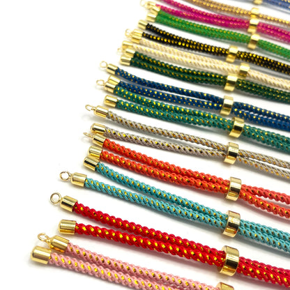 Adjustable Nylon Rope Bracelet Set with Brass Cord Ends for DIY Jewelry Making - 10 Pieces