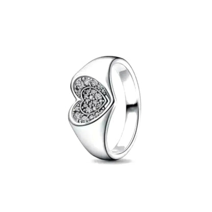 European 925 Silver Heart-Shaped Ring for Women Available in Sizes 6 7 8 9 Exquisite High-Quality Jewelry for Weddings and Parties