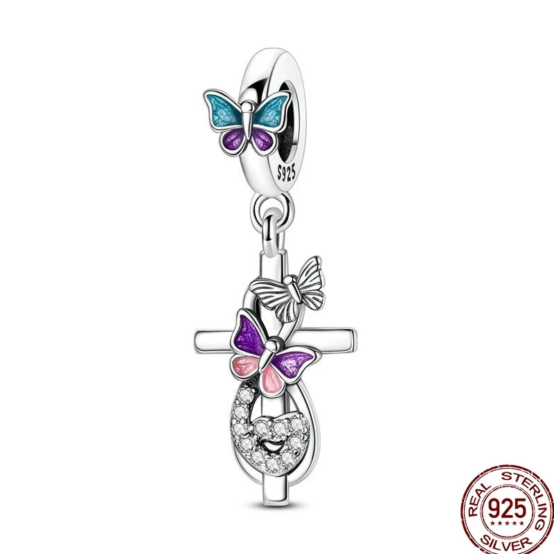 925 Sterling Silver Mom Heart Puzzle Charm Bead Luminous