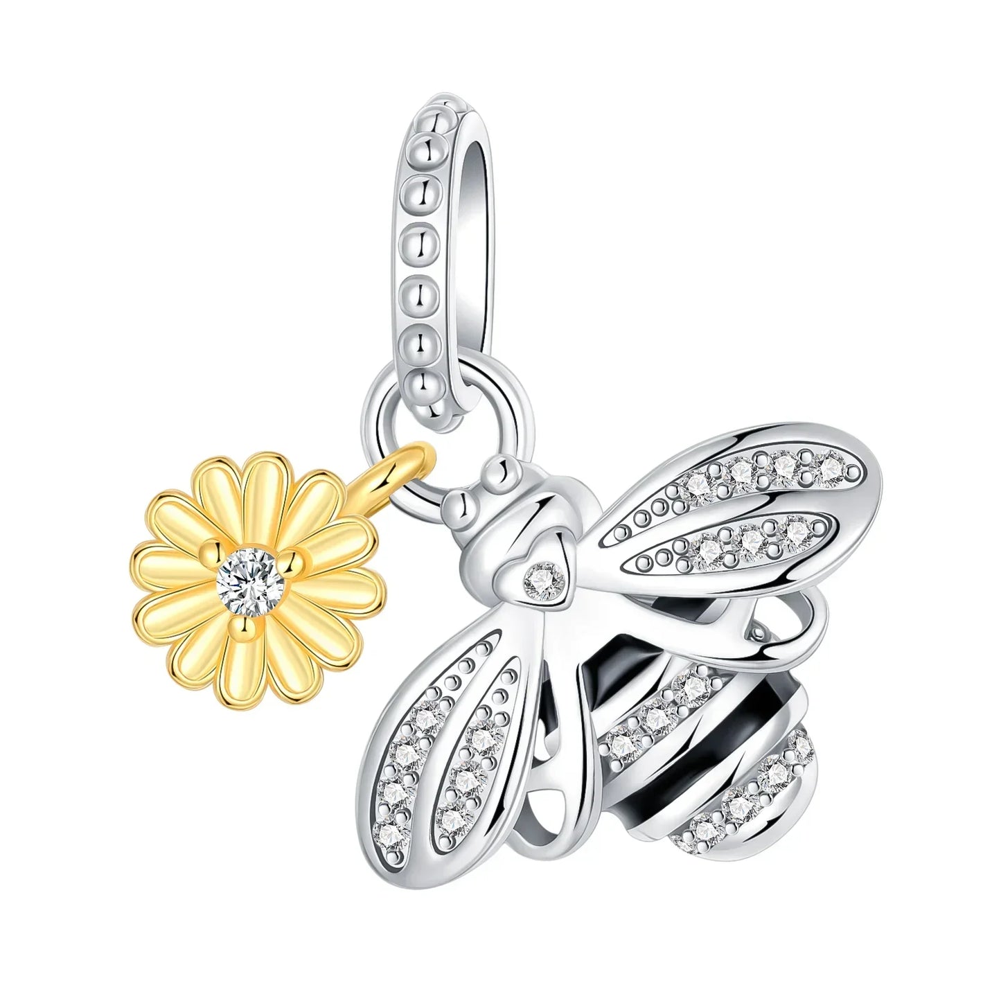 Authentic Luminous Firefly Bee Light Bulb Charm Ring Earrings 925 Sterling Silver DIY Jewelry Gift