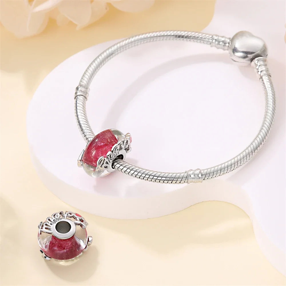 Colorful Flower Murano Glass Charm 925 Sterling Silver Top Rated DIY Jewelry for Bracelets and Necklaces
