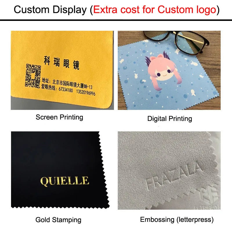 Zavorohin Soft Microfiber Suede Cleaning Cloths for Glasses and Jewelry, 100 Pack, Custom Logo Options