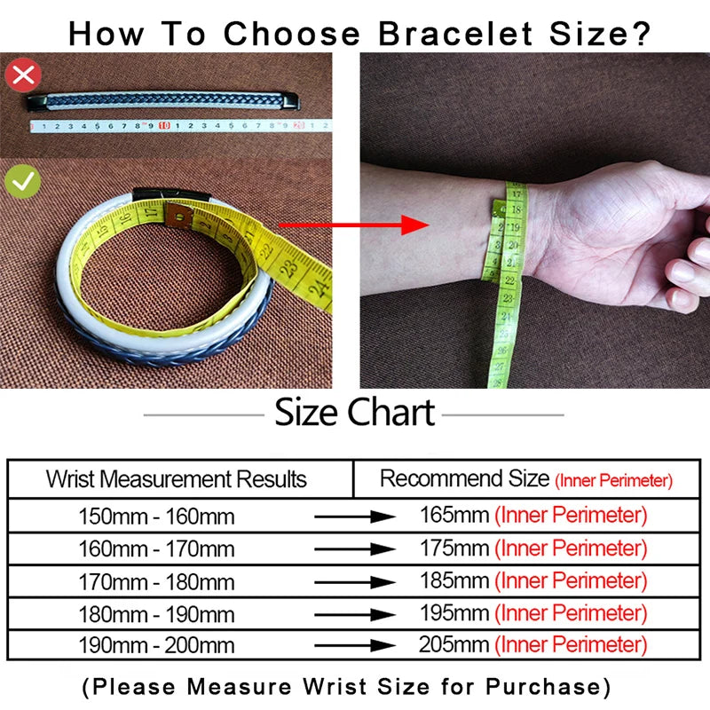 Men's Leather Punk Rock Bracelet with Stainless Steel Fashion Buckle