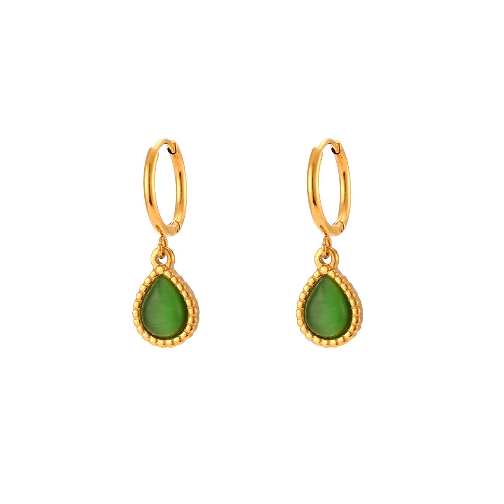 Elegant Waterdrop Opal Necklace for Women - Stainless Steel Semi-Precious Stone Jewelry Gift