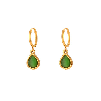 Elegant Waterdrop Opal Necklace for Women - Stainless Steel Semi-Precious Stone Jewelry Gift