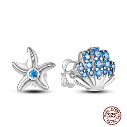 Blue Zircon 925 Sterling Silver Hoop Earrings Star Moon Butterfly Jewelry LTE014