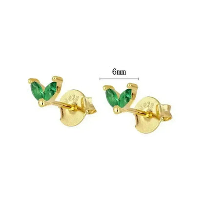 925 Sterling Silver Tiny Stud Earrings Colorful Crystal Luxury Jewelry LN0132-5